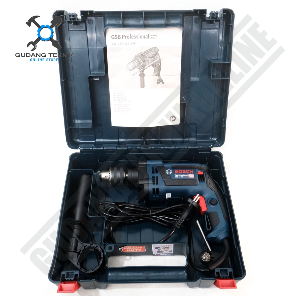 Impact Drill 16mm BOSCH GSB16RE / Mesin Bor Tangan Besi Beton Kayu 16 mm GSB 16 RE - Bor Tangan LISTRIK GSB-16RE BOSCH