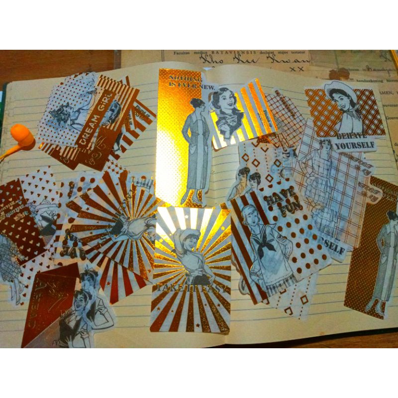 

sticker stiker label journaling alat tulis gold seri