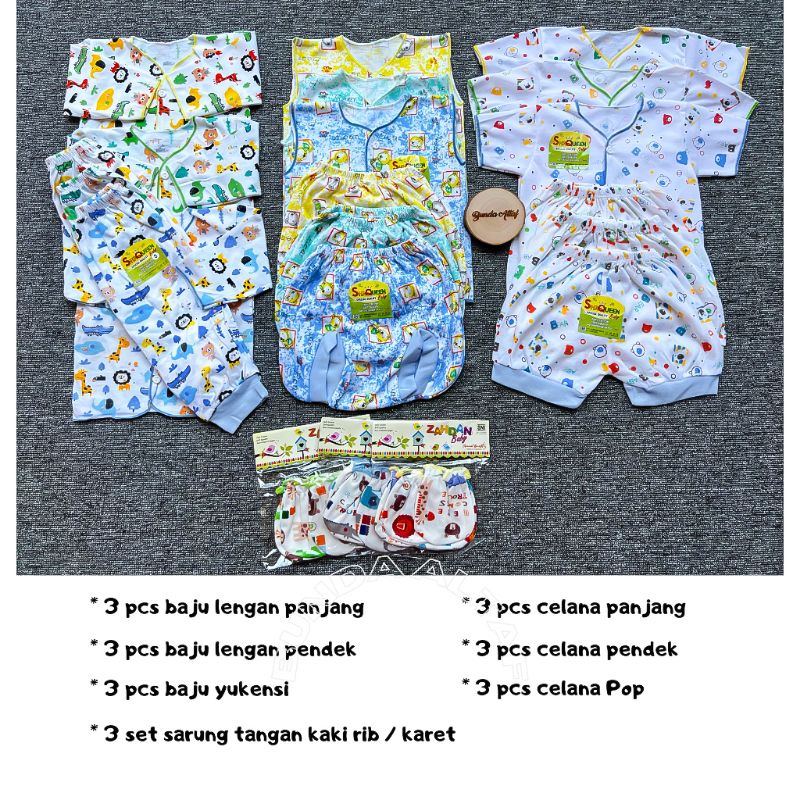 18 pcs Paket Baju Bayi Baru Lahir Motif SNI - Perlengkapan Bayi Shaqueen / Zahdan Baby [ Bunda Altaf ]
