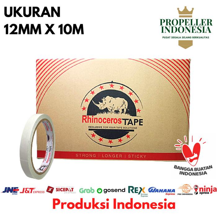 

Double Tape Putih RHINOCEROS Tape 12mm x 10m @288Pcs/Dus Berkualitas