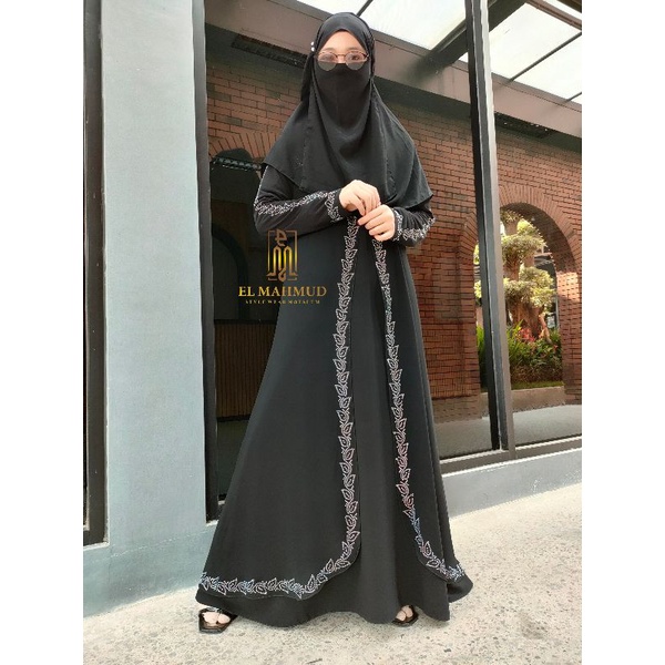 ❣️kayyisa❣️ ABAYA AMEERA MANIK PUTIH GAMIS TURKEY JETBLACK ARAB HITAM LAYER SIFON SILKY