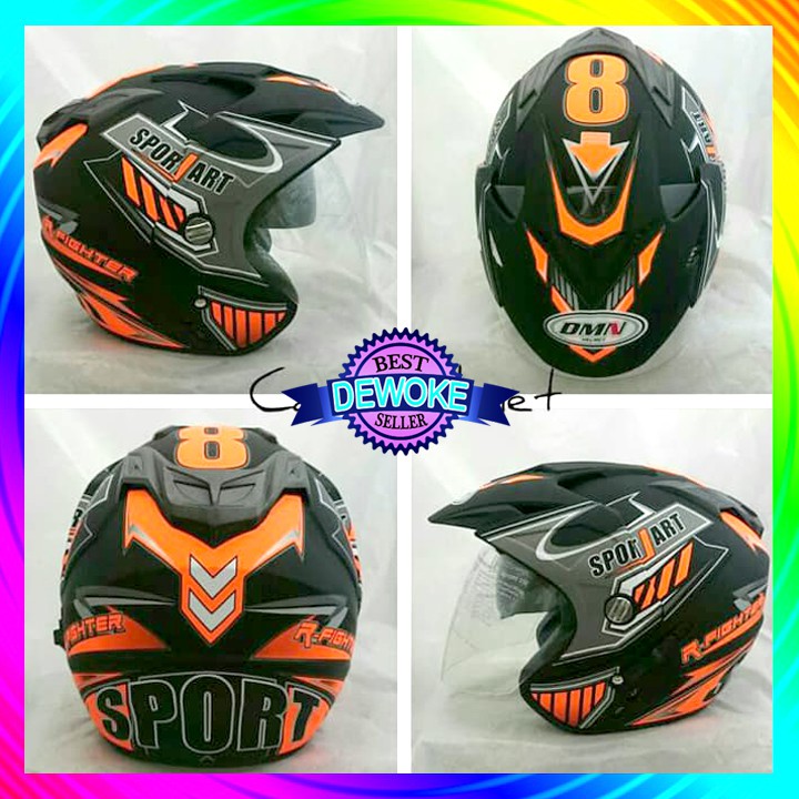 HELM DMN SPORT BLACK DOFF ORANG PERLENGKAPAN MOTOR UKURAN L DAN M
