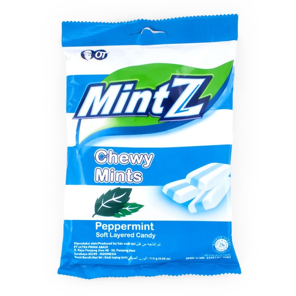 

MINTZ Chewy Mints PepperMint Soft Candy - Permen Mint 115g 50 Butir