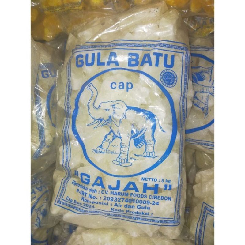 

Gula Batu Putih Merk Cap Gajah Khas Kota Cirebon Kemasan 5 KG