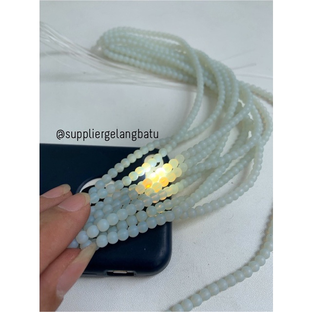 batu 4mm moonstone DOFF opalite akik tembus senter rencengan LANGKA