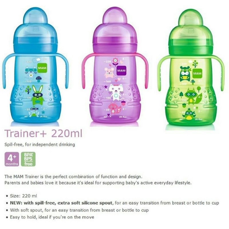 [Harga Promo] MAM Trainer with Spill Free Teat &amp; Spout | Baby Training Cup | Soft Spout Cup