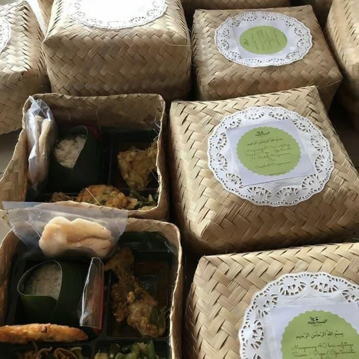 ( Ready Stock ) Gratis Ongkir - Besek Kenduri 25X25 Sepasang / Besek Kotak Nasi Hajatan / Besek