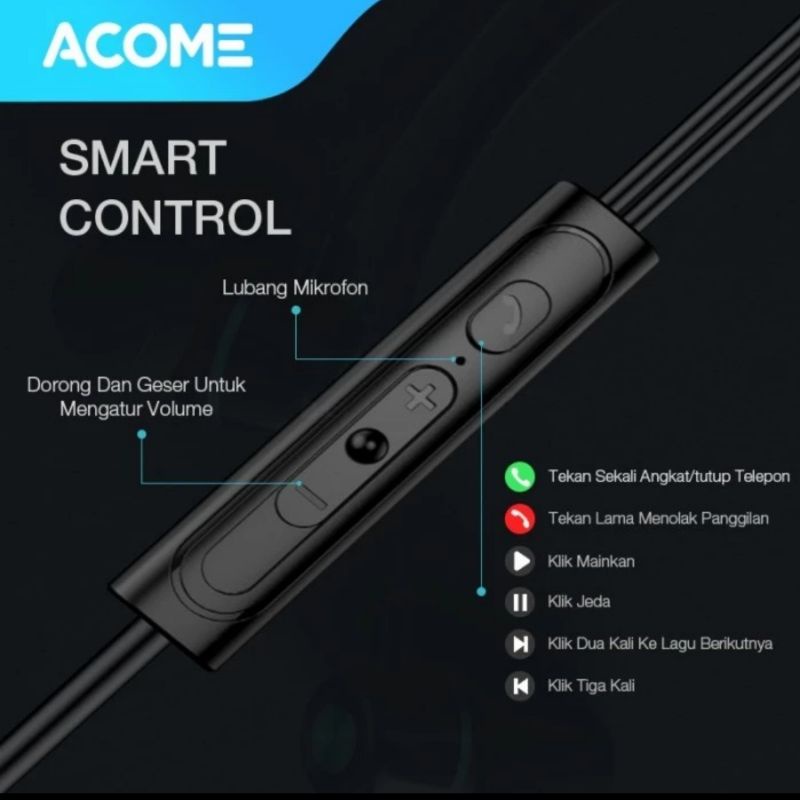 ACOME AW02 Wired Earphone Headset In Ear Color Super Bass ORIGINAL