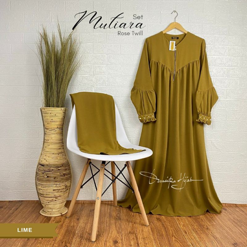 Gamis Syari Set Khimar Mutiara Set Original Damaira Hijab