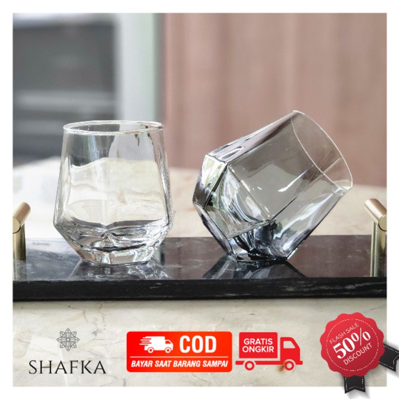 Shafka Boston Hexa Gelas Gold European Style Aestetik