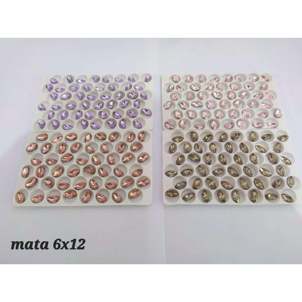 DIAMOND CANGKANG / Permata Cangkang Mata 6x12 Grade A Kaca, 100 pcs