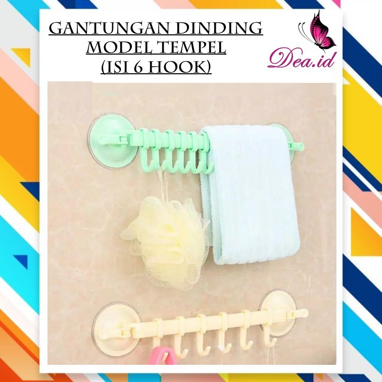 [DEASTORE] GANTUNGAN DINDING TEMPEL 6 HOOK / GANTUNGAN MULTIFUNGSI / RAK GANTUNG KAMAR MANDI