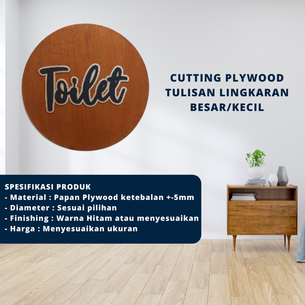 Cutting Plywood Hiasan Dinding Tulisan Lingkaran Besar/Kecil