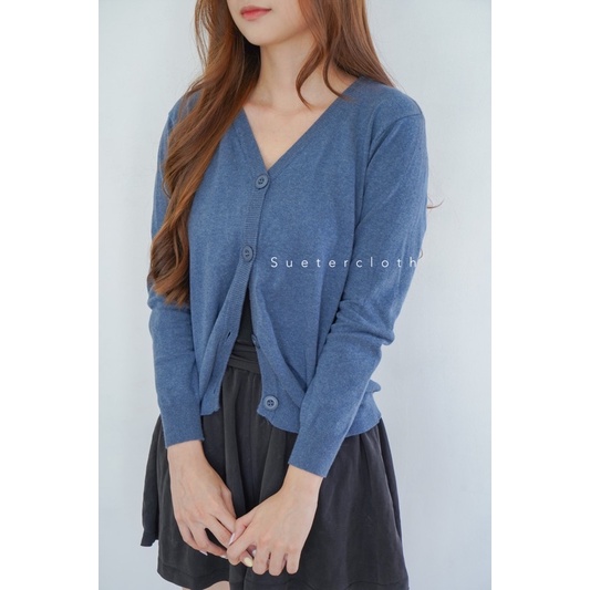 Yuri Basic Cardigan Premium / cardigan wanita import / cardigan knit / knit import-DENIM