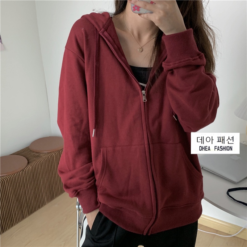 Jaket Hoodie Polos Zipper Korea Style | Sweater Hoodie Zipper | Dhea Fashion