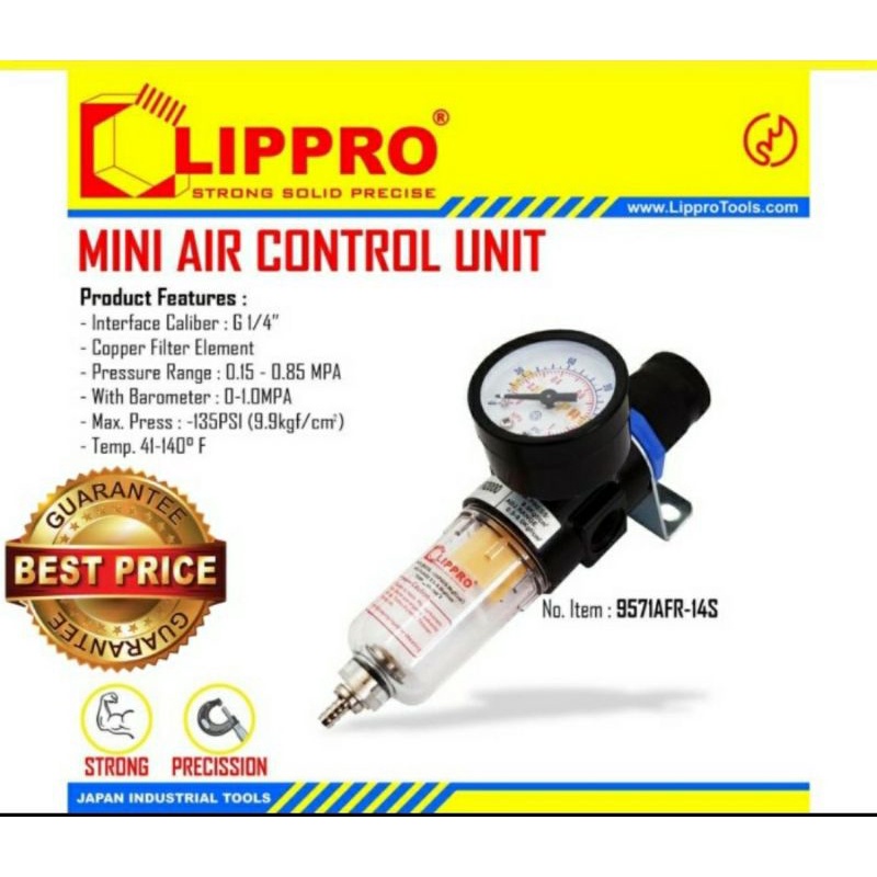 LIPPRO MINI AIR FILTER CONTROL UNIT SINGLE KOMPRESOR UDARA REGULATOR ANGIN LIPRO REGULATOR AIR FILTER SINGLE 1/4 &quot;