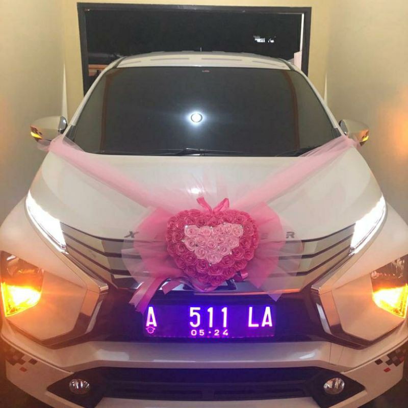 BUNGA MOBIL PENGANTIN/hiasan bunga mobil pengantin/love