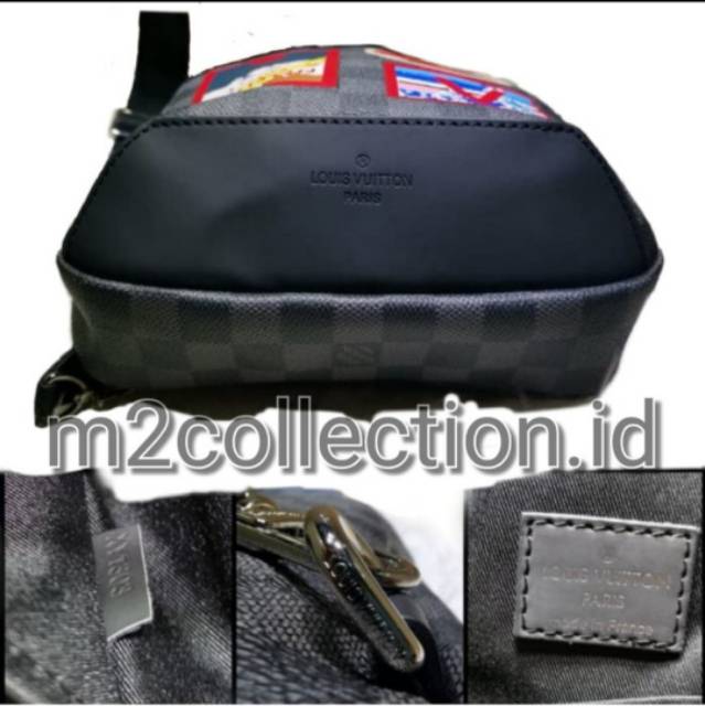 TAS LV LEAGUE AVENUE SLINGBAG DAMIER GRAPHITE