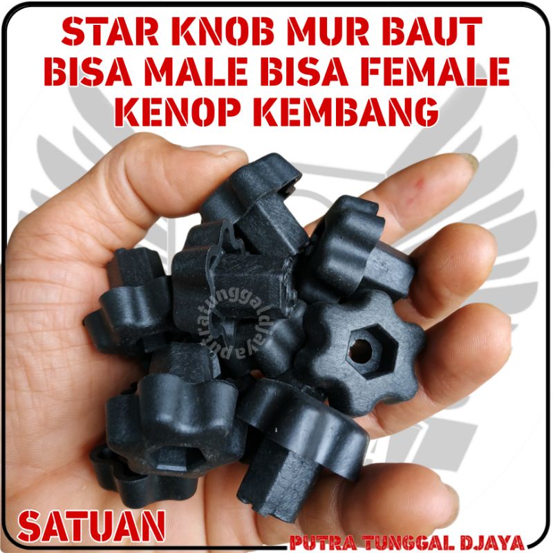 Jual Knob Mur Baut Male Female Ukuran Baut 10 - Star Knop Kembang - M6 ...