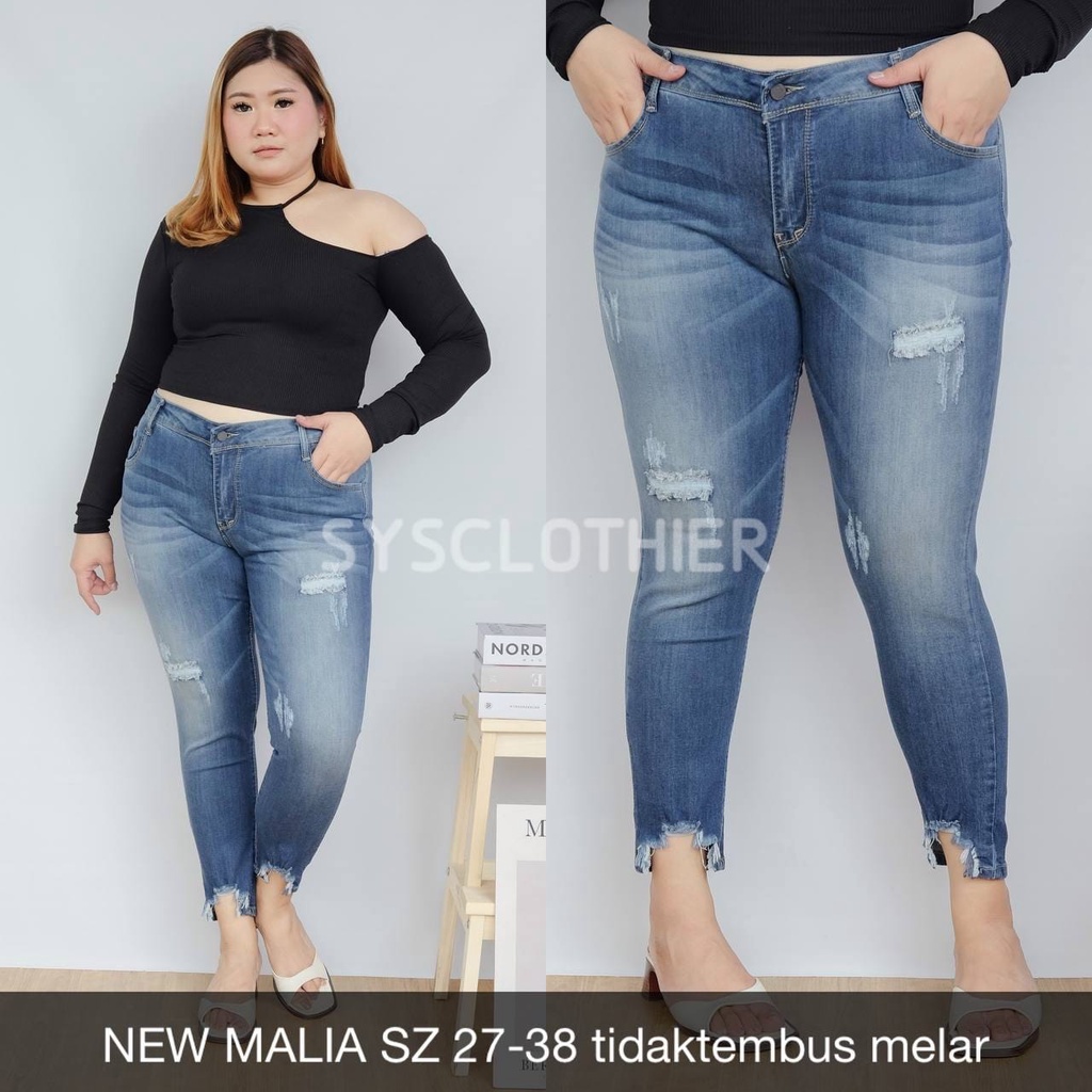 CELANA JEANS WANITA UKURAN NORMAL &amp; JUMBO 7/9 NEW MALIA