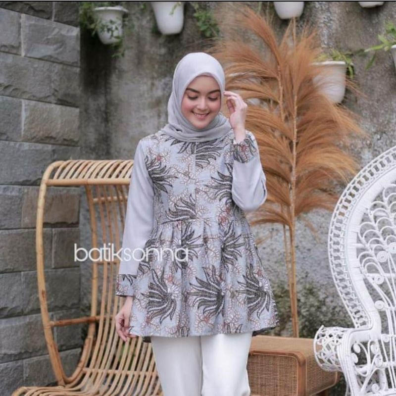 tey-17 Batik Wanita ASJ SA HRB026 Kenogo Kemeja Tosca Pendek-Model 2