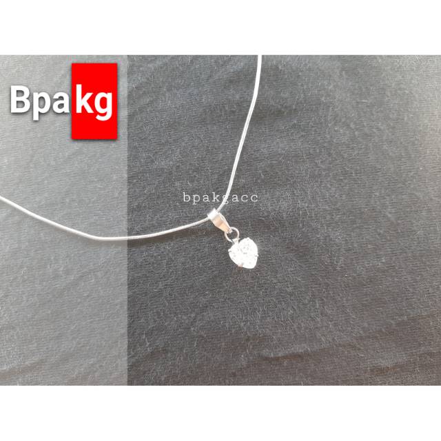Kalung simple permata love putih # Kalung monel besi putih asli anti karat silver murah cewek cantik