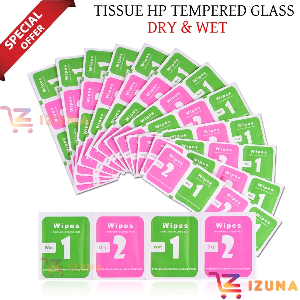 [IZUNA] Tissue Pembersih Kaca Layar Hp / Tisu Pembersih Tempered Glass Hp Dry &amp; Wet