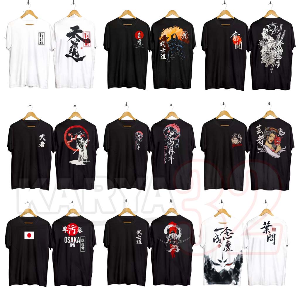 KAOS SAMURAI JEPANG PRIA WANITA BAJU DISTRO SUKAJAN BUSHIDO GEISHA SAKURA ZORO TOKYO