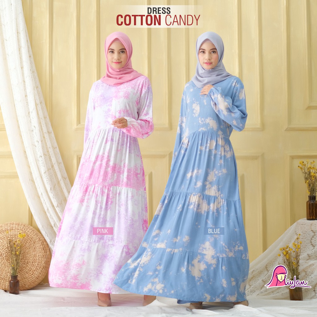 dress gamis dewasa wanita fashion muslim daily cotton candy miulan rayon tiedye premium