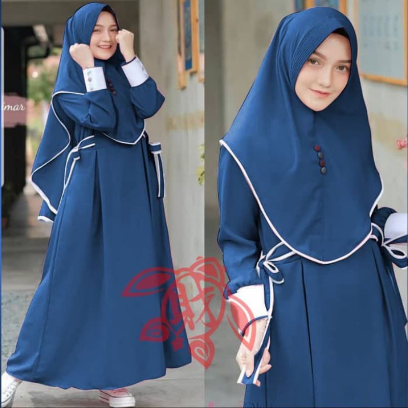 Baju Gamis Dress Syari Busui Muslim Wanita Kondangan Seragaman Nikahan Free Plus Hijab Khimar Hijab 