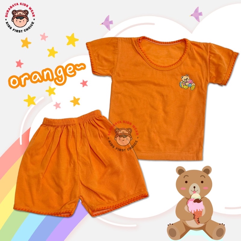 Setelan Kaos Anak Laki - Laki dan Perempuan Polos Warna