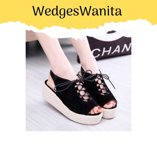 SANDAL WEDGES WANITA TERBARU Sandal wedges wanita terbaru bertali belakang fashion wanita kasual