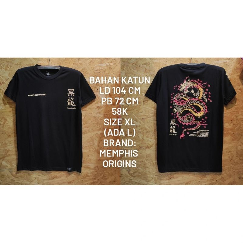 kaos memphis origin hitam motif naga