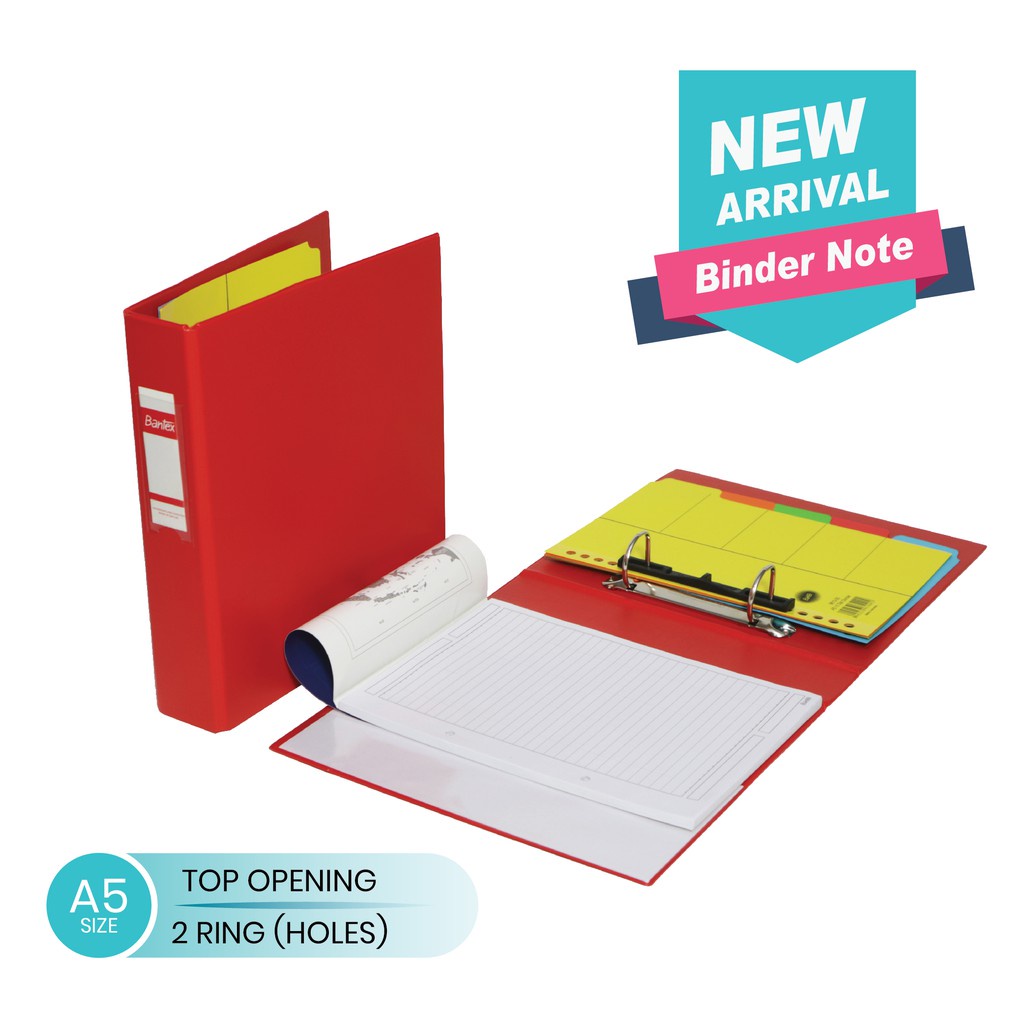 

Bantex Binder Noted A5 Top Opening 2 Ring-Red