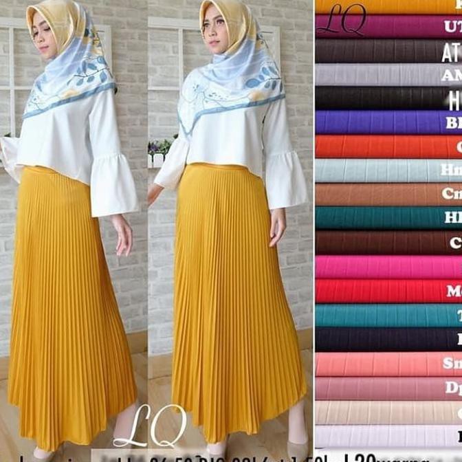 rok plisket jumbo - Putih