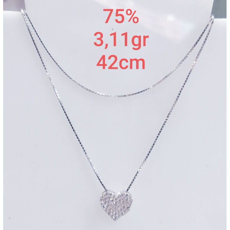 kalung liontin love emas putih kadar 750
