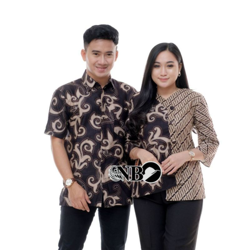 BLOUSE BATIK KERJA CEWEK LENGAN PANJANG WARNA HITAM PUTIH MONOKROM BIG SIZS FIT XXL