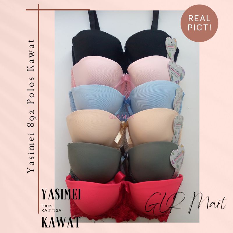 Bra Push Up Yasimei Polos 892 Kawat Ada Busa Tatakan BH Kait Tiga Good Quality 