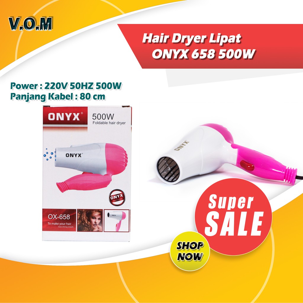 VOM Hair Dryer Lipat ONYX 658 500W / Pengering Rambut - 0270