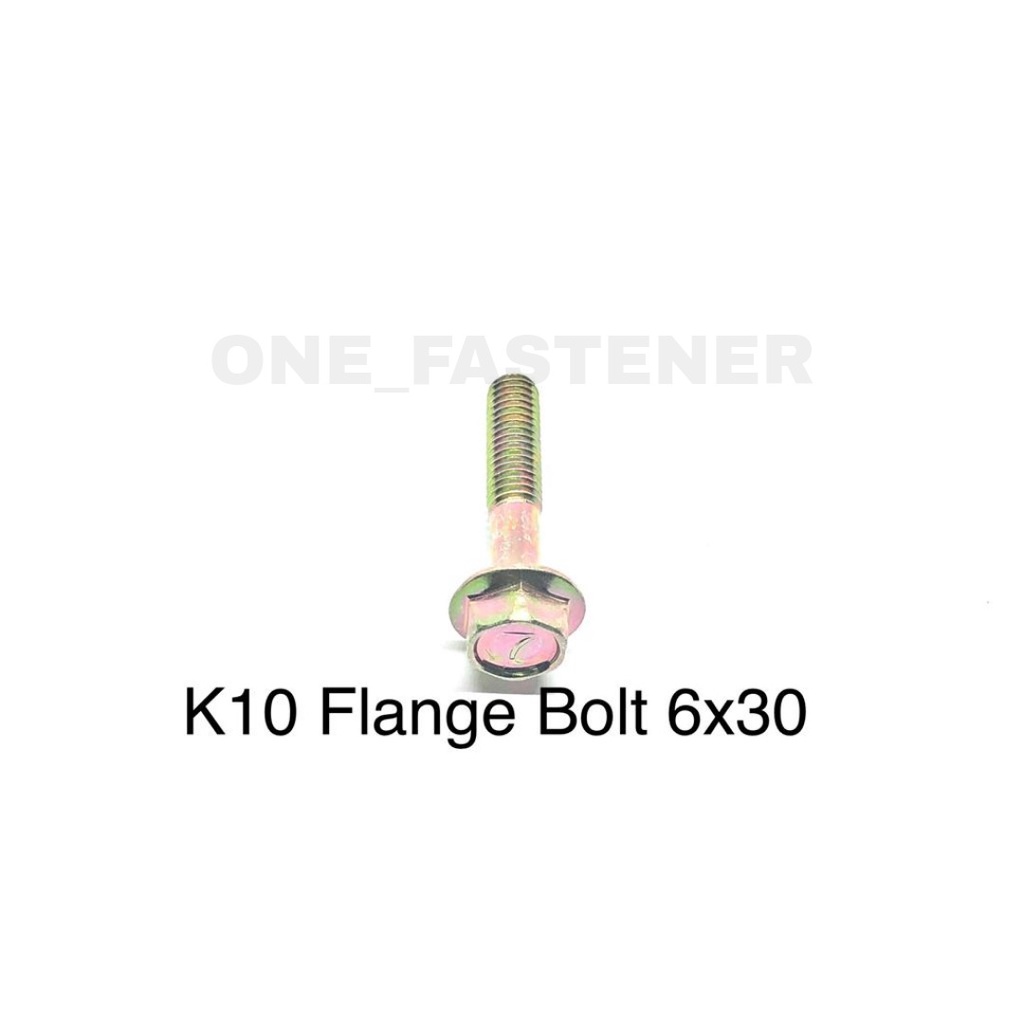 100 Pcs K10 Baut Flange Bolt M6x30 Kuning 1.0 Topi Kunci 10 6mm 3cm FBK