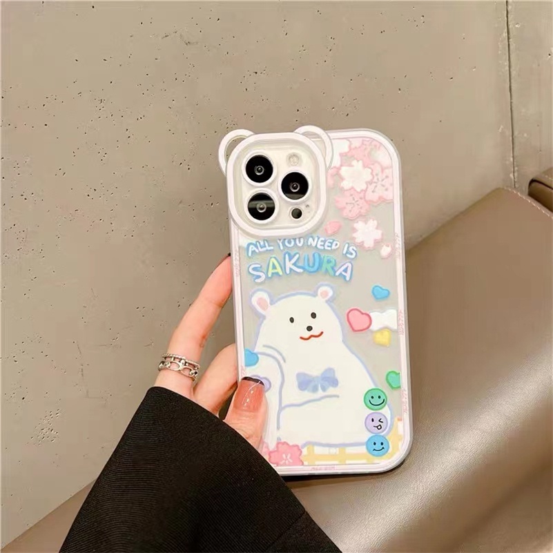 Soft Case Silikon Transparan Motif Beruang Untuk iPhone 13 12 11 Pro Max X Xr Xs Max SE 2020 8 7 6 6s Plus