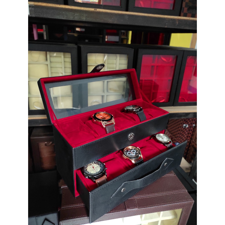 Kotak Jam Tangan isi 10 Susun / Promo Box Tempat Penyimpanan Jam Arloji / Watch Case Box organizer