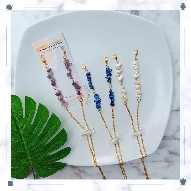 Strap masker rantai/tali masker hijab/kalung masker/lanyard mask batu marble stone 2in1[KODE G]
