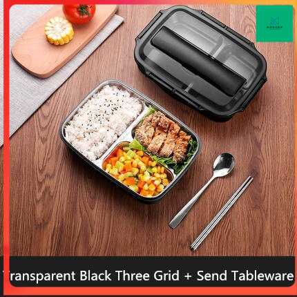 TD-DA TaffHOME Kotak Makan 3 Grid 1000ml with Spoon &amp; Chopstick - OU1000