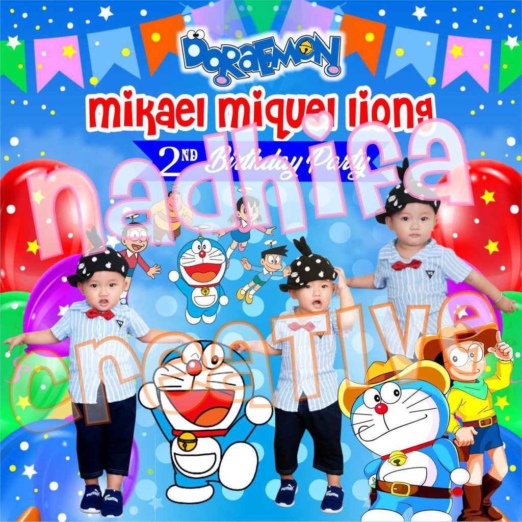 Backdrop Doraemon Banner Doraemon Ulang Tahun Birthday Party Shopee Indonesia