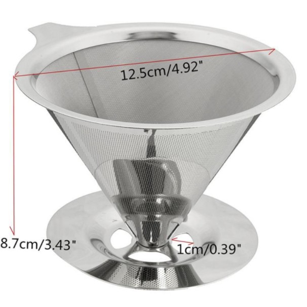 OneTwoCups Filter Penyaring Kopi Double Layer Cone Coffee Filter Dripper - V60 - Silver