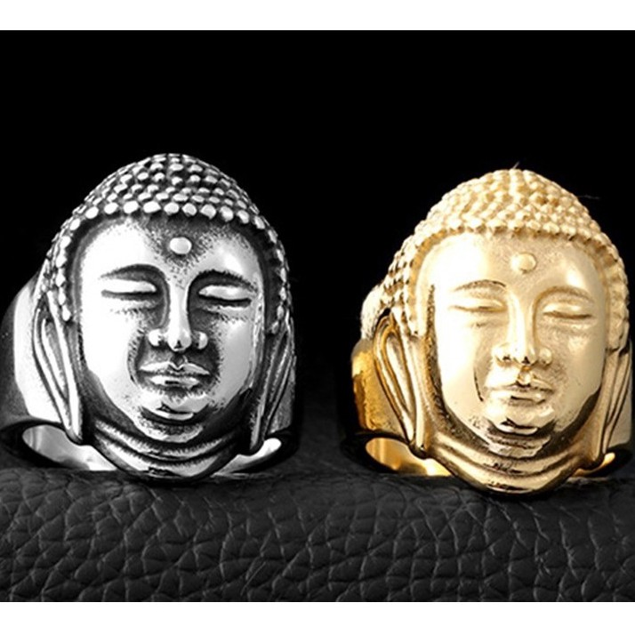 Cincin Pria Motif Uman Buddha Gaya Punk