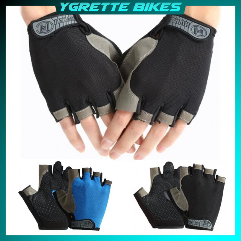 YGRETTE - TaffSPORT Huwai Sarung Tangan Half Finger Sepeda Gym  - Black Elegan Gloves