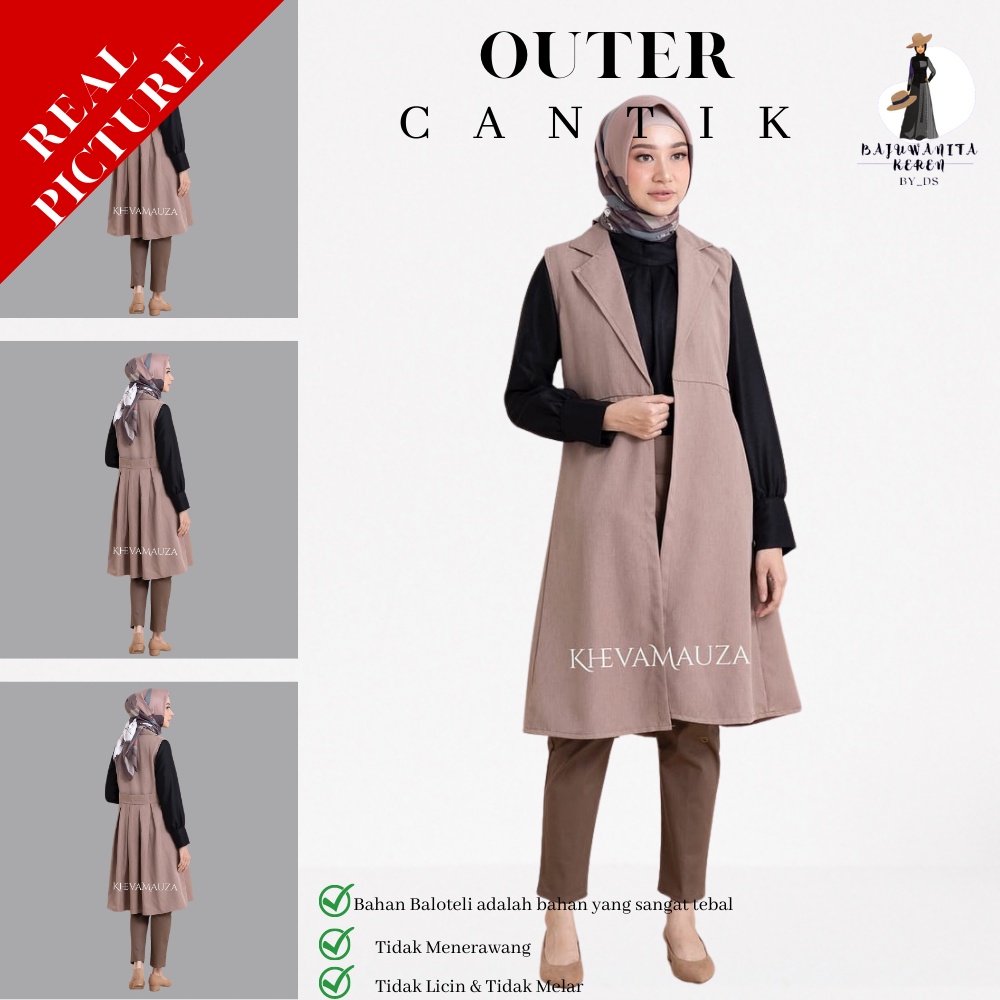 [Bisa COD] BajuWanitaKeren_byds Cardigan Rompi Outer Fashion Muslim Outwear Lengan Panjang Polos Aes