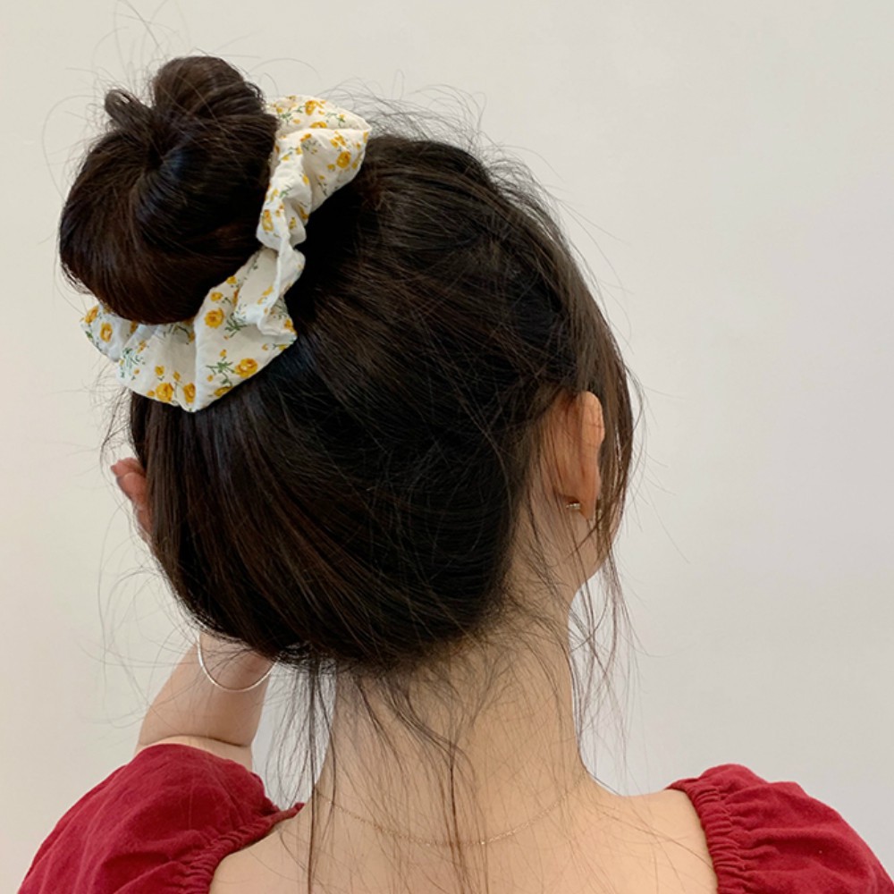 Scrunchie Ikat Rambut Bunga Model Korea/cepol hijab kotak tartan/Scruncie